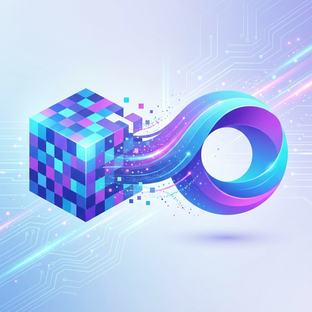 Abstract representation of digital image conversion